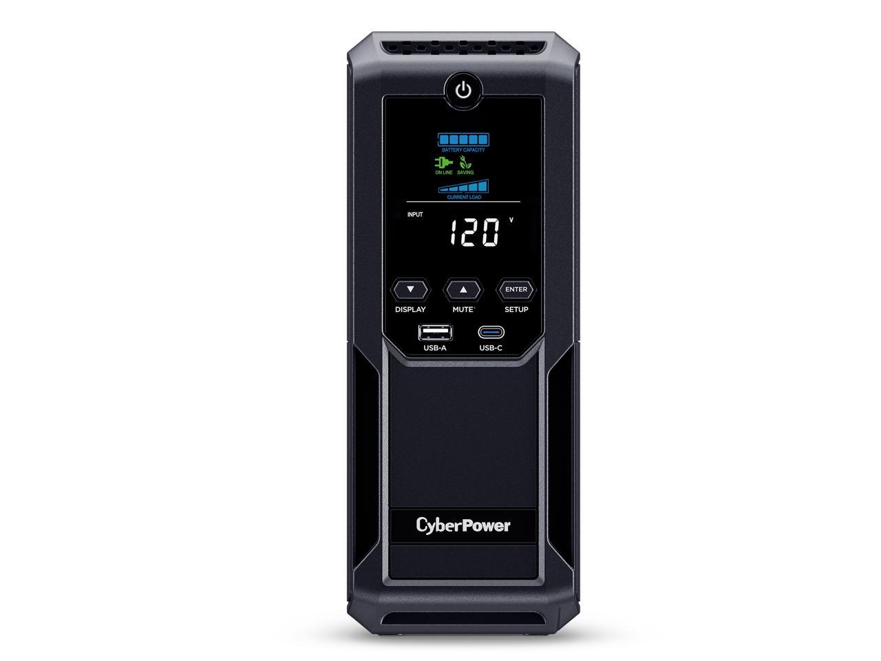 CyberPower Intelligent LCD UPS CP1500AVRLCD3 1500VA/900W, 12 Outlets, 2 USB Ports, AVR, Mini Tower