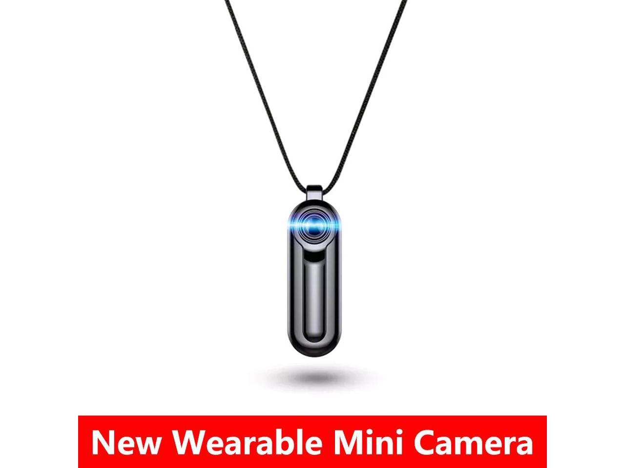 HD1080P Mini Camera Wearable Necklace Pendant Compact Body Camcorder Portable Sport DV DVR Audio Video Recorder Surveillance Cam(32G) Color: Black.